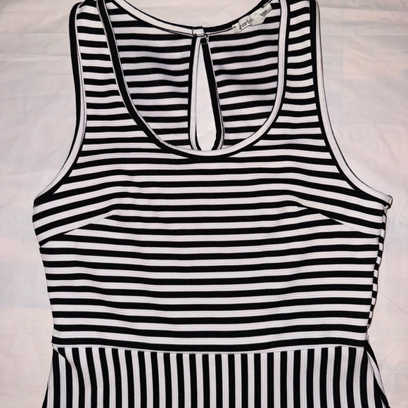 Charlotte Russe | Y2K Striped Black and White Mini Dress - Picture 2 of 4